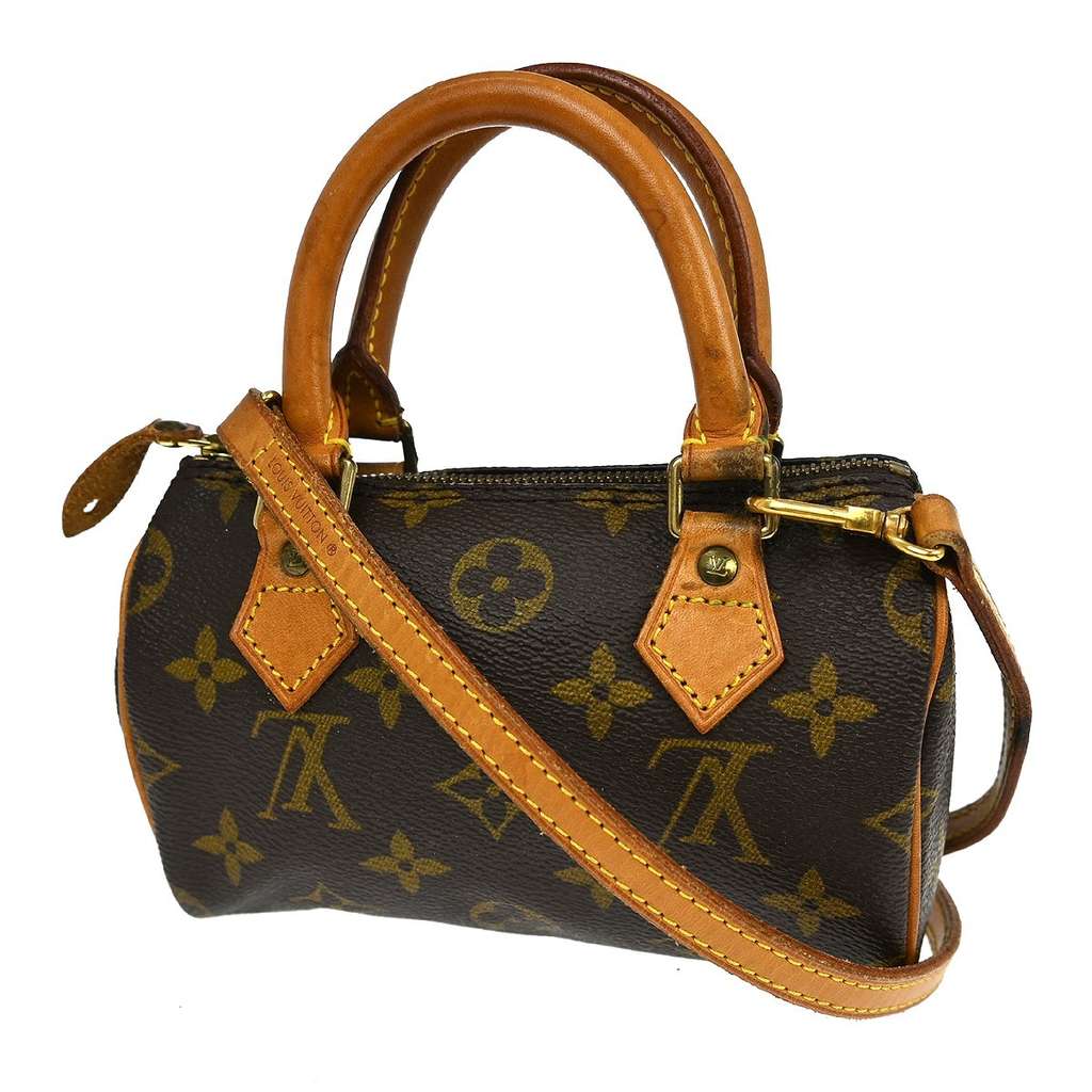 Louis Vuitton Speedy Mini HL Handbag Brown Canvas Fair condition - Back View