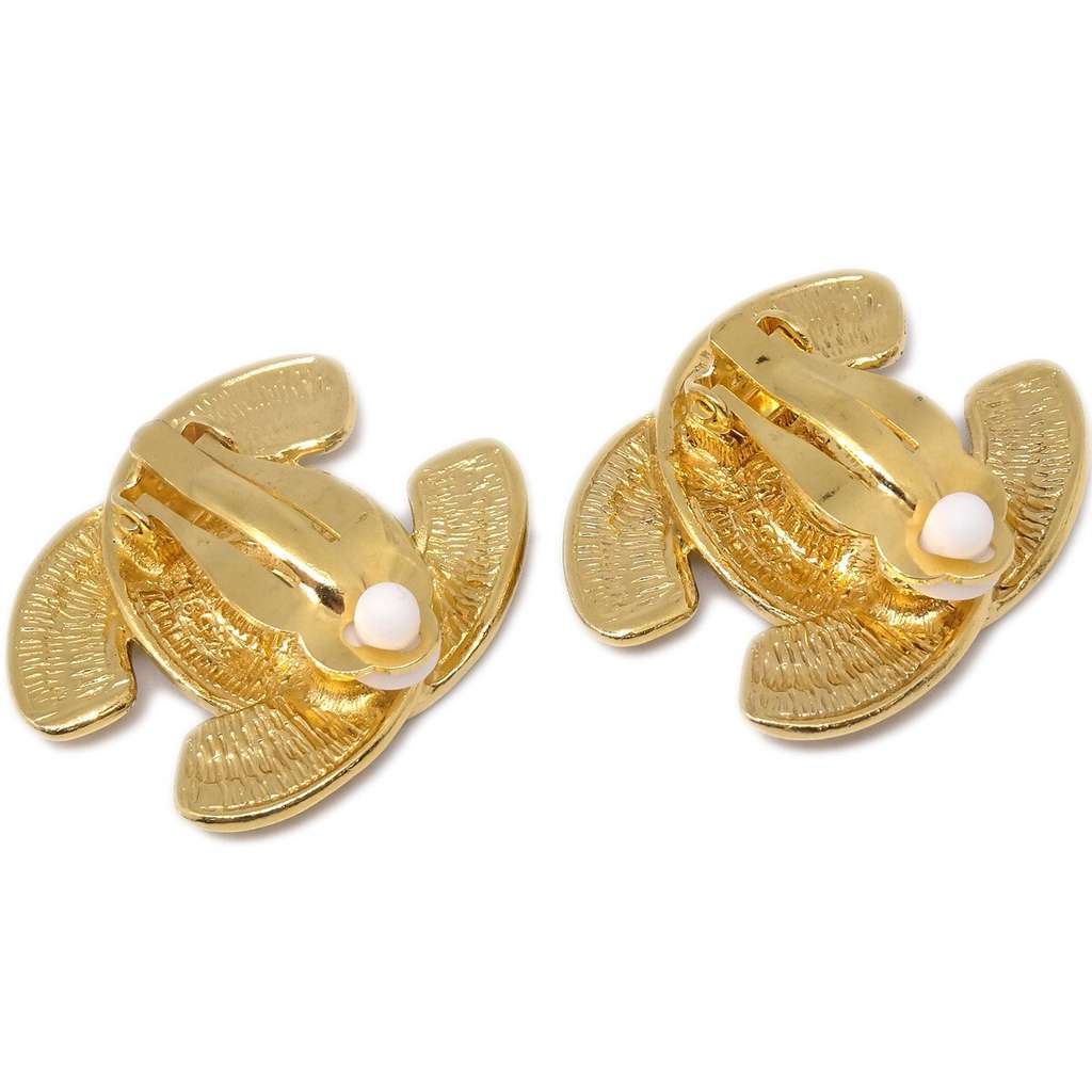 Chanel CC Clip-On Earrings Gold Good condition - Back View