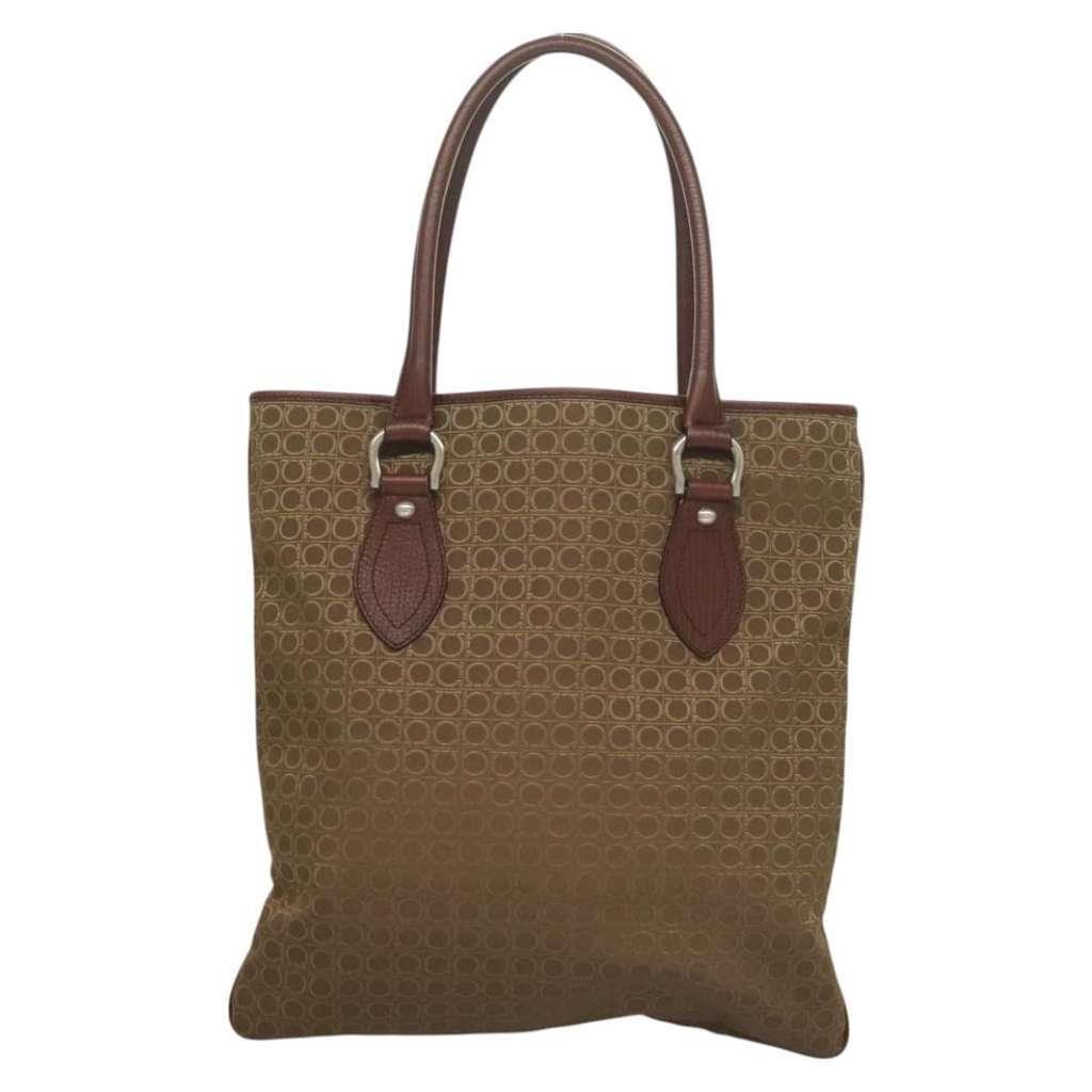 Salvatore Ferragamo Gancini Tote Brown Canvas Good condition - Back View