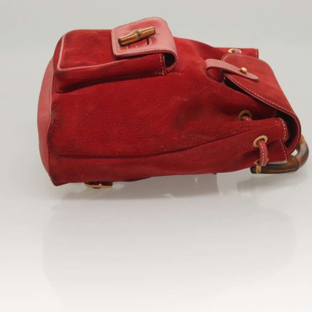 Gucci Vintage Bamboo Backpack Red Suede Good condition - Inside View