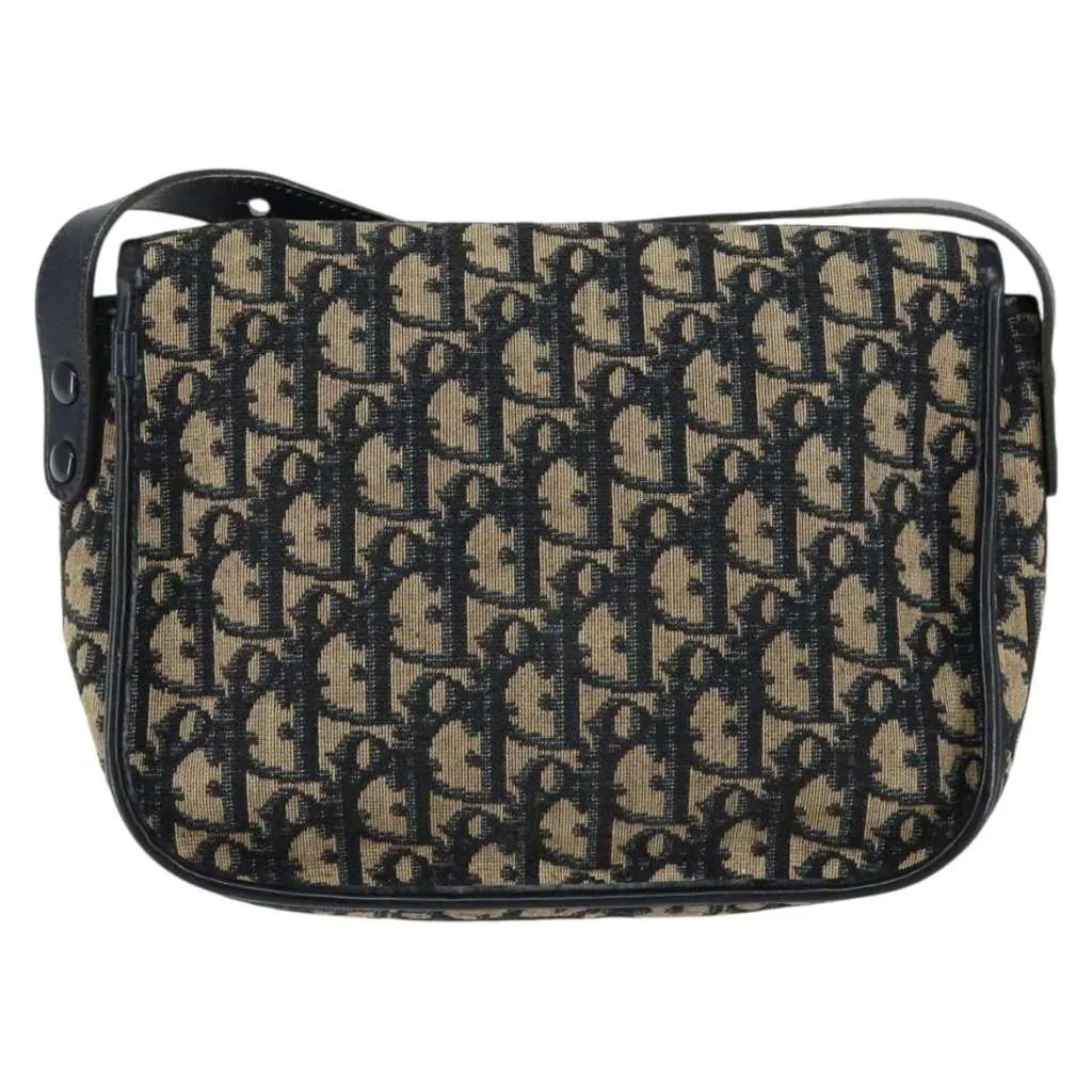 Dior Vintage Trotter Shoulder Bag Navy Canvas Good - Back View