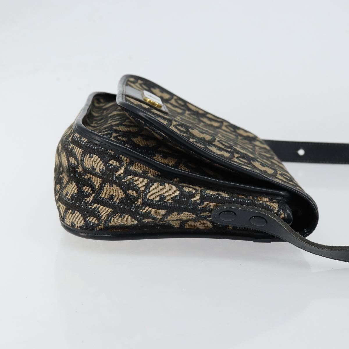 Christian Dior Vintage Trotter Shoulder Bag Navy Canvas Good condition - Inside View