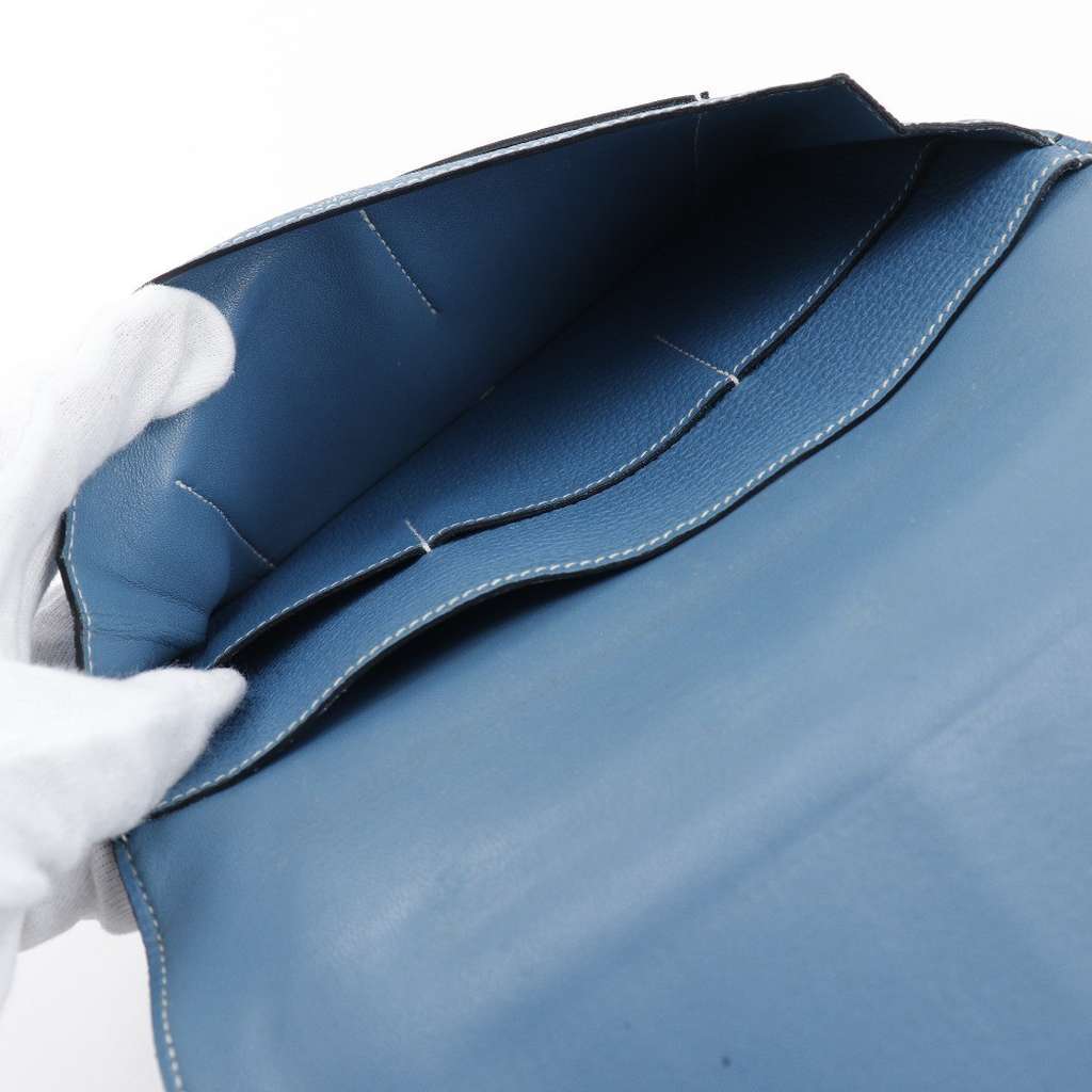 Hermès Dogon Duo Combined Wallet Blue Leather Good condition - Model View