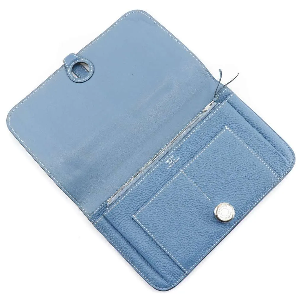 Hermès Dogon Duo Combined Wallet Blue Leather Good - Box View