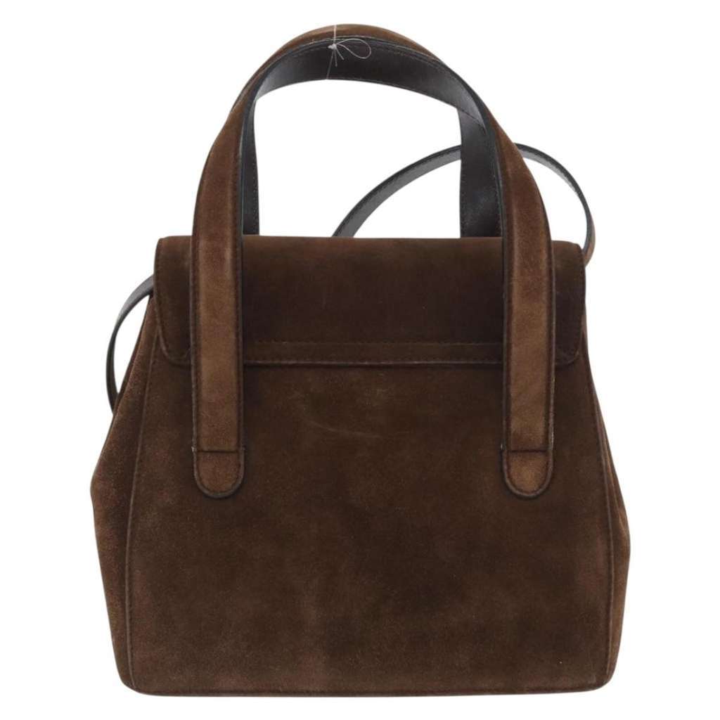 Salvatore Ferragamo Gancini handbag Brown Suede Fair condition - Back View