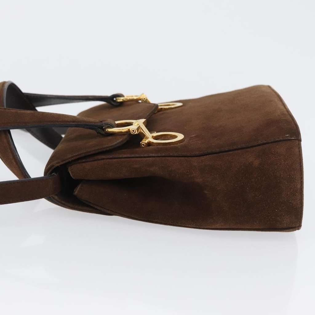 Salvatore Ferragamo Gancini handbag Brown Suede Fair condition - Model View
