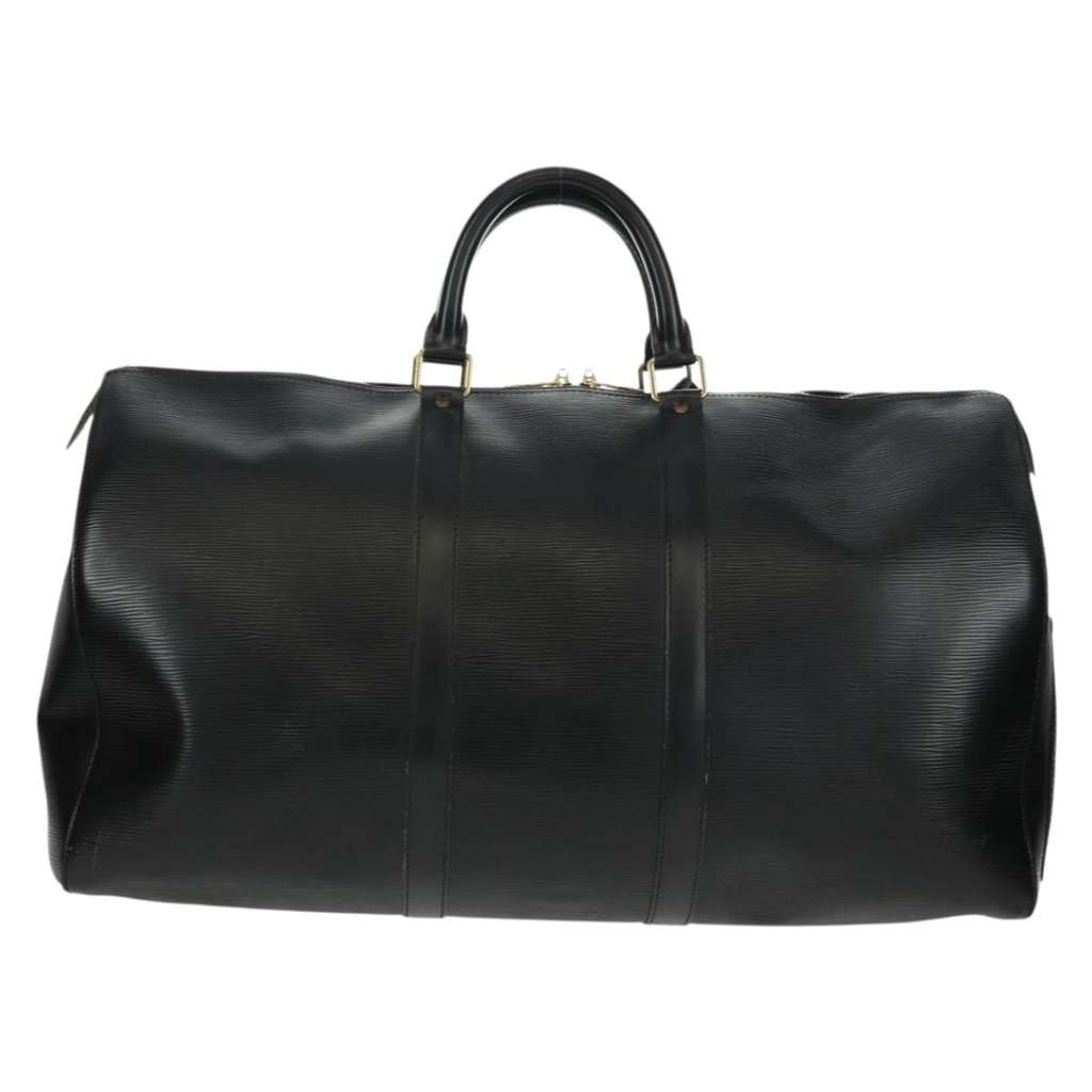 Louis Vuitton Keepall Bag Black Leather Fair condition - Back View