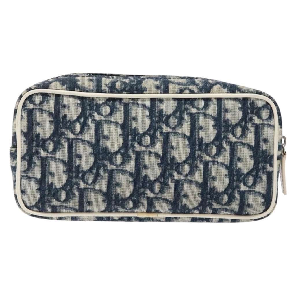 Christian Dior Vintage Trotter Pouch Navy Canvas Good condition - Back View