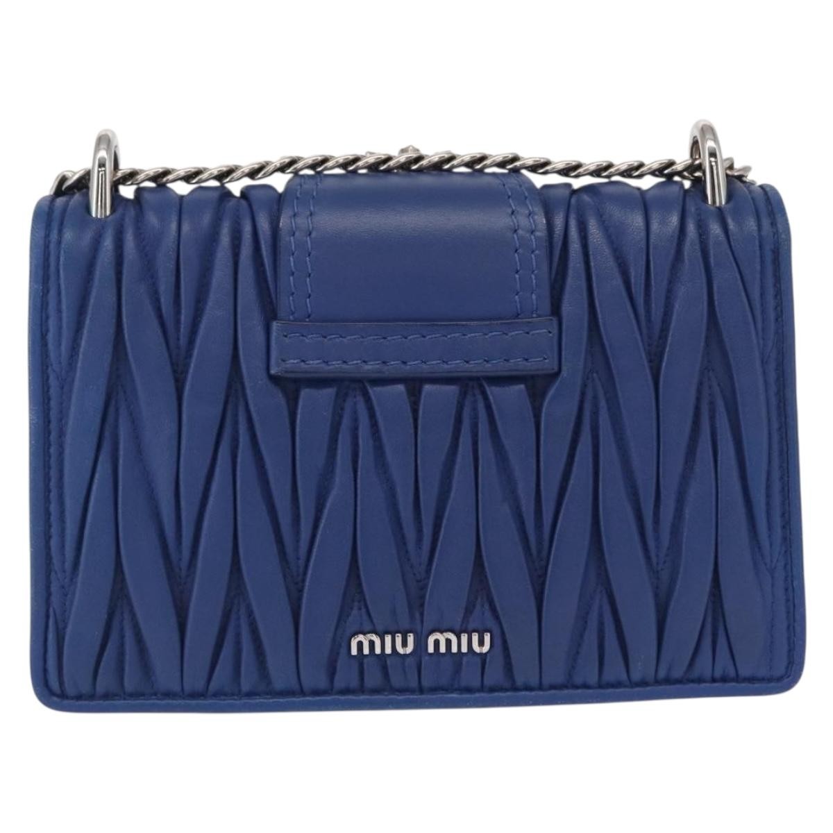 Miu Miu Madras Crystal Buckle Shoulder Bag Blue Leather Good condition - Back View