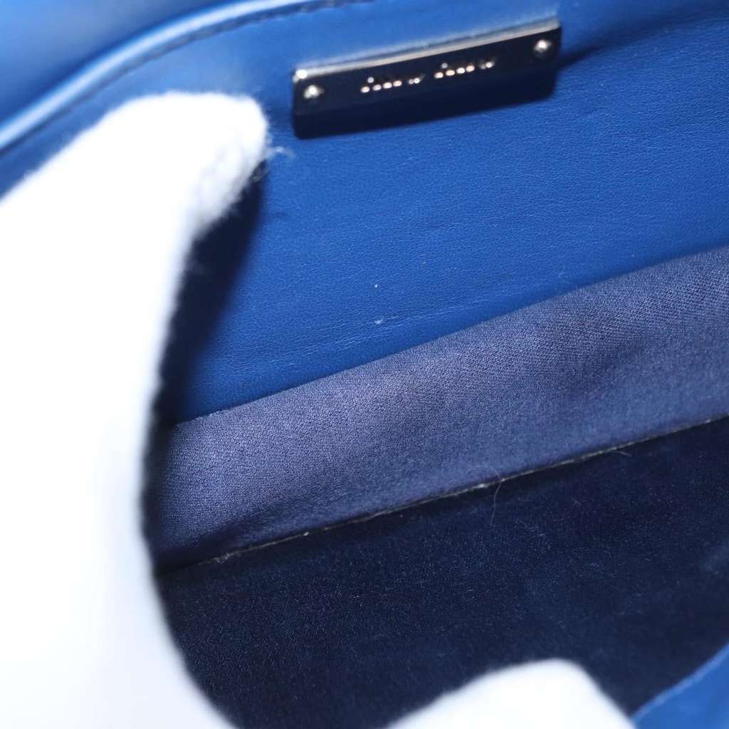 Miu Miu Madras Crystal Buckle Shoulder Bag Blue Leather Good condition - Box View