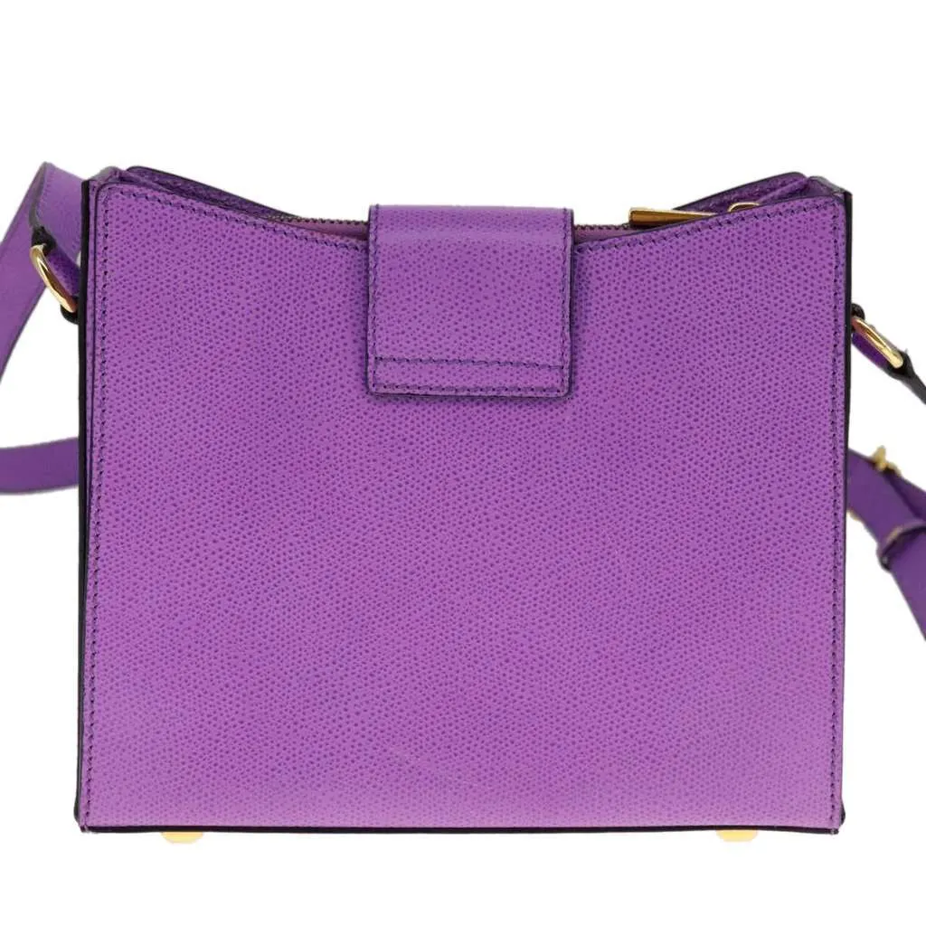Celine Vintage turn lock shoulder bag Purple Leather Good - Back View