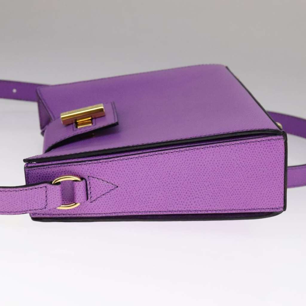 Celine Vintage turn lock shoulder bag Purple Leather Good condition - Inside View