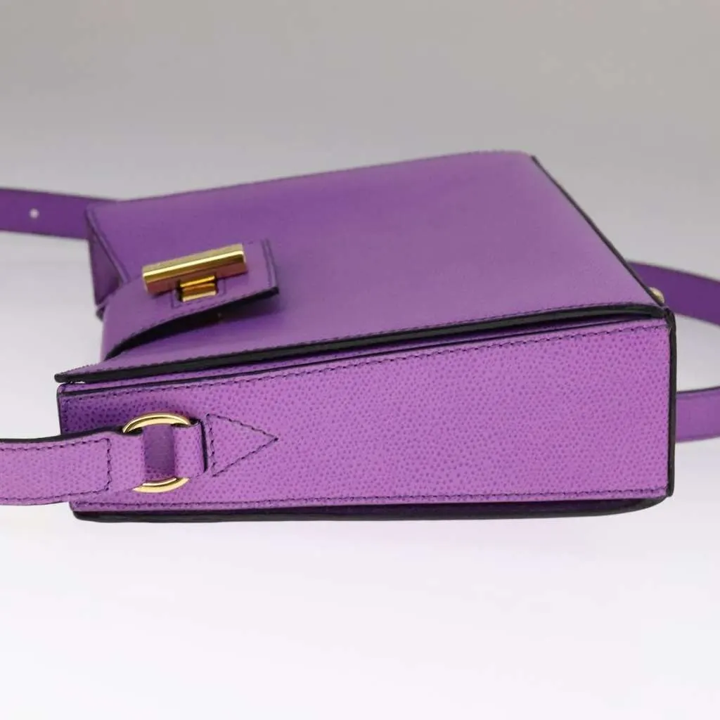 Celine Vintage turn lock shoulder bag Purple Leather Good - Inside View