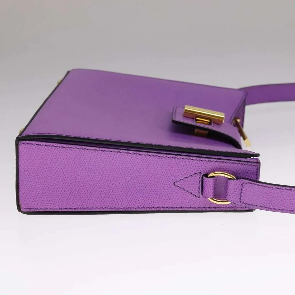 Celine Vintage turn lock shoulder bag Purple Leather Good - Model View