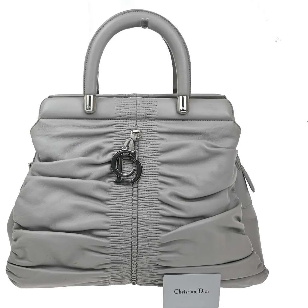 Dior Karenina Tote Grey Leather Good - Front View