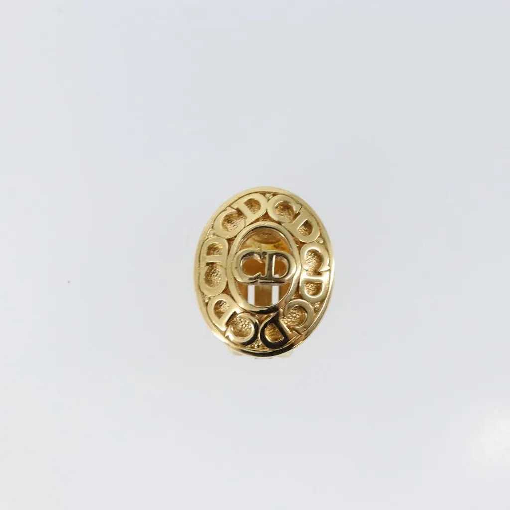 Dior Vintage CD Clip-On Earrings Gold Metal Good - Back View