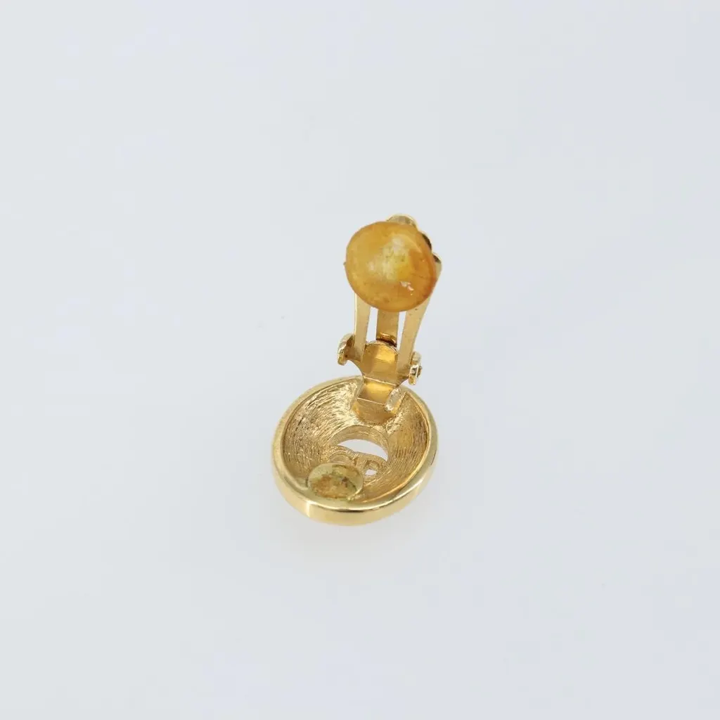 Dior Vintage CD Clip-On Earrings Gold Metal Good - Model View