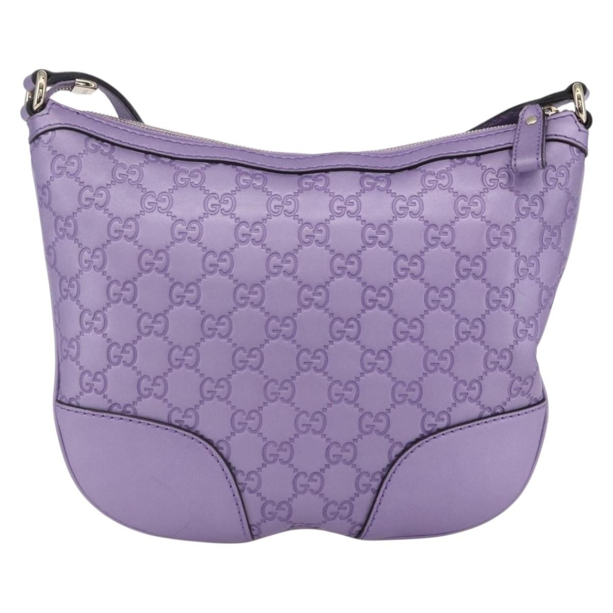 Gucci Lovely Heart Interlocking G Crossbody Bag Purple Leather Good condition - Back View