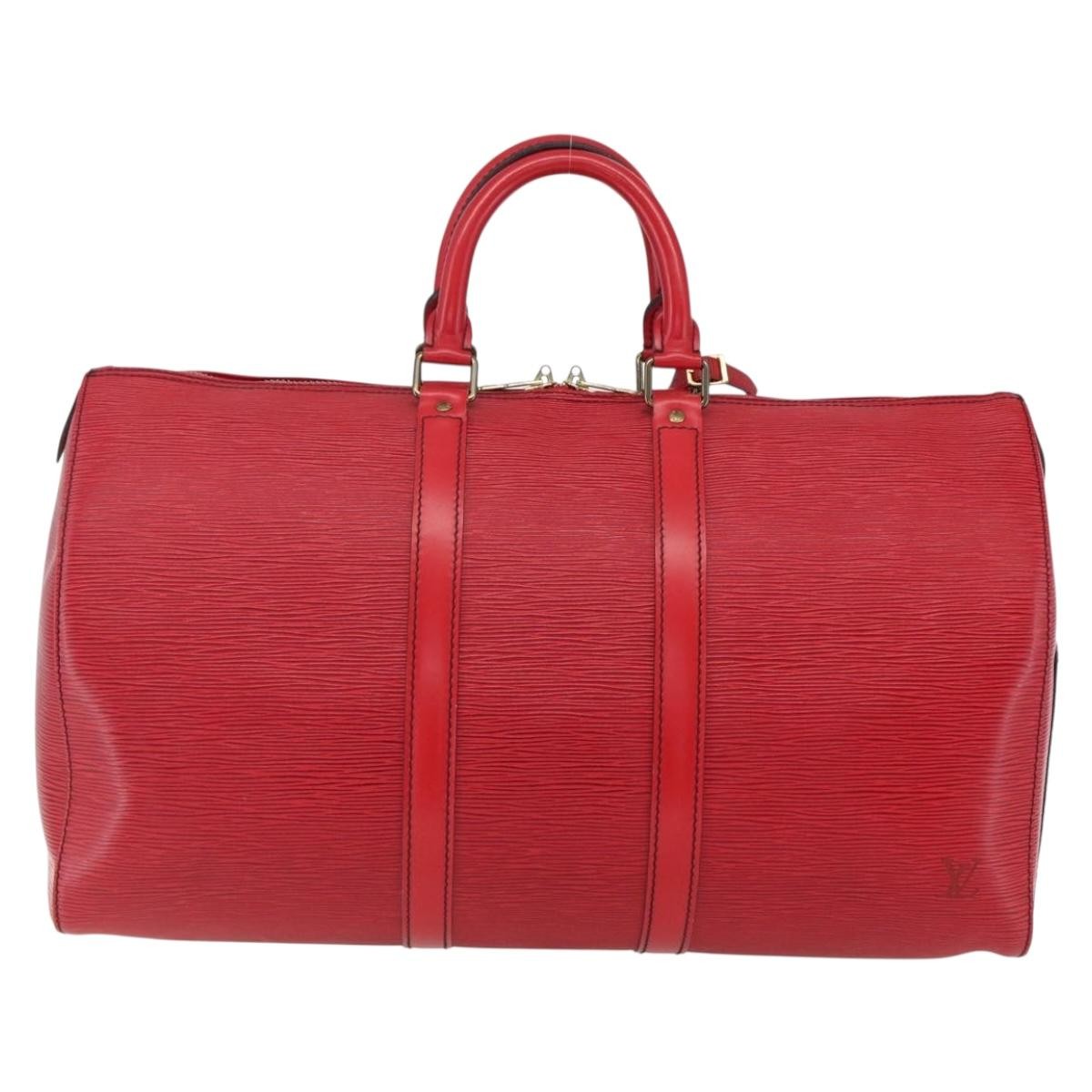 Louis Vuitton Keepall Bag Red Leather Good condition - Back View