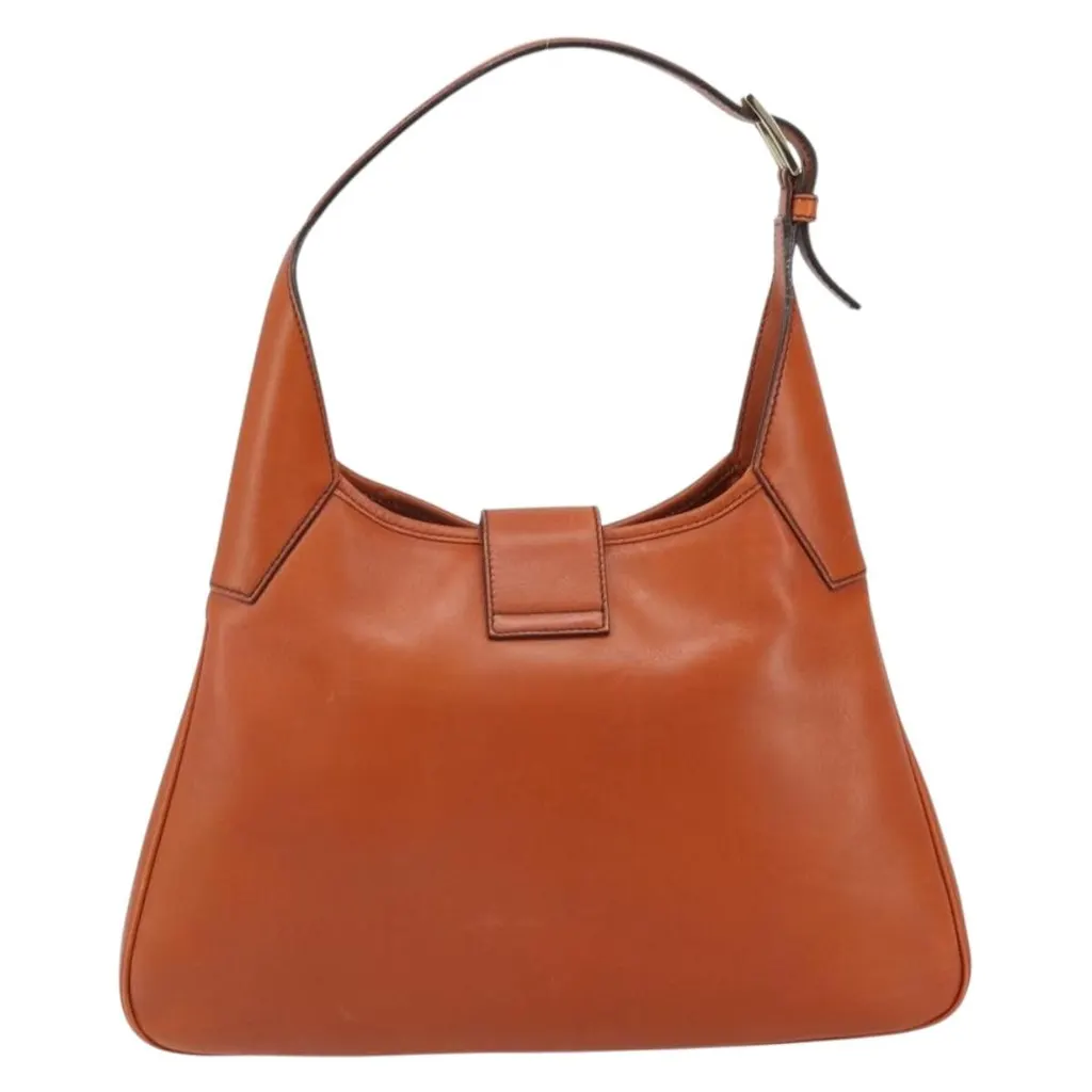 Salvatore Ferragamo Gancini Shoulder Bag Brown Leather Good - Back View