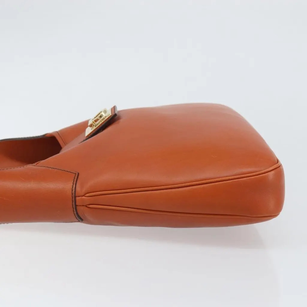 Salvatore Ferragamo Gancini Shoulder Bag Brown Leather Good - Model View