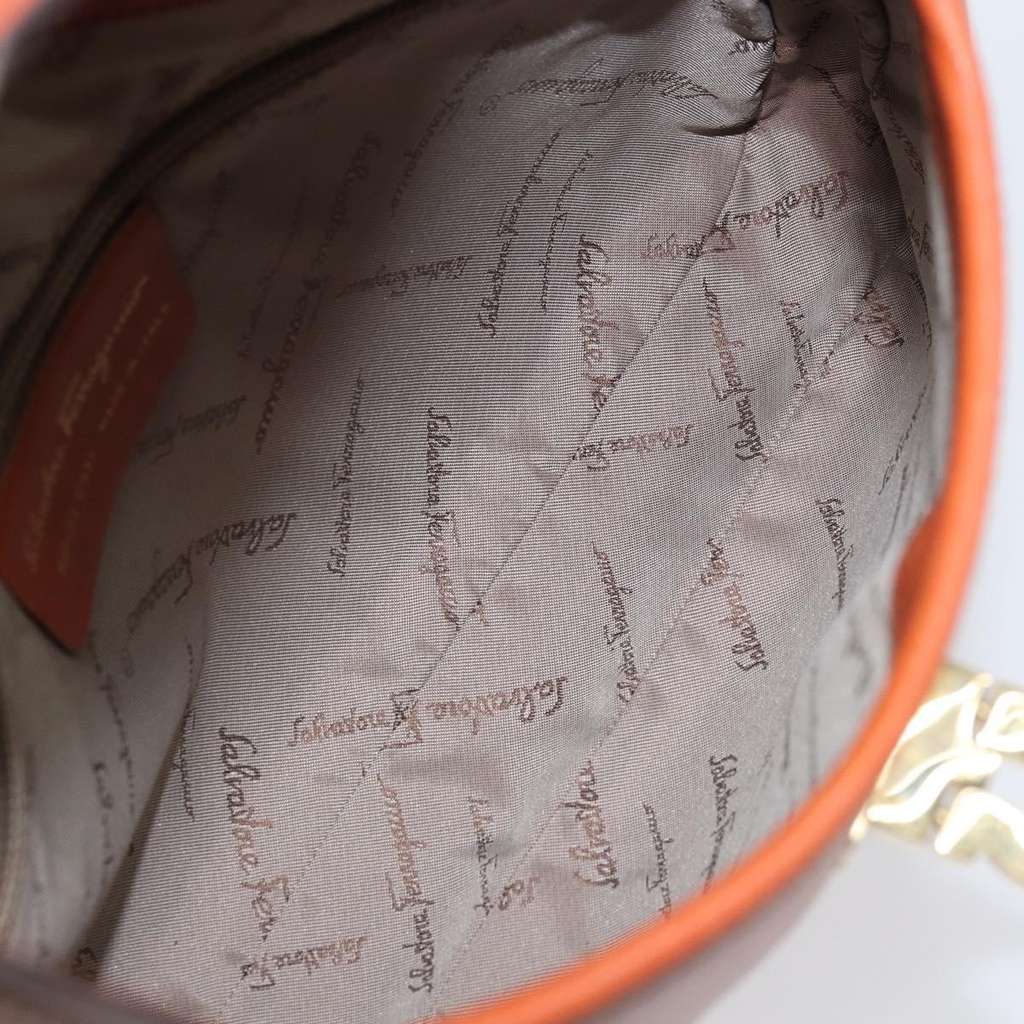 Salvatore Ferragamo Gancini Shoulder Bag Brown Leather Good condition - Box View