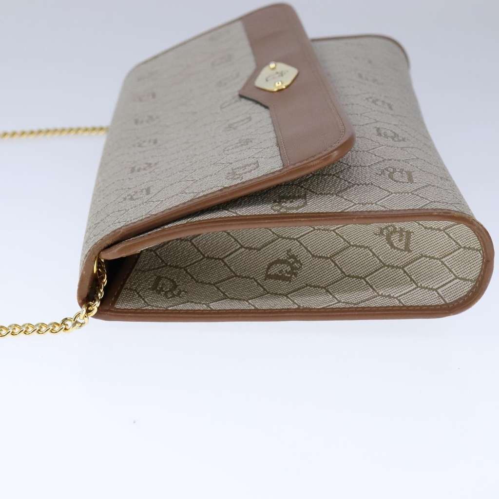 Christian Dior Vintage Honeycomb chain Beige Canvas Good condition - Inside View