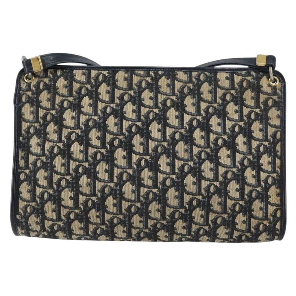 Christian Dior Vintage Trotter Shoulder Bag Navy Canvas Good condition - Back View