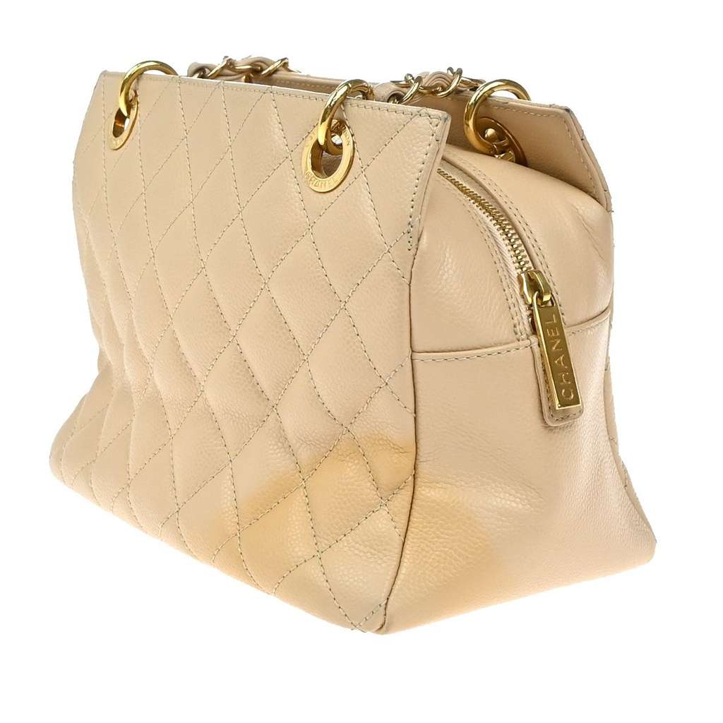 Chanel Petite Timeless Tote Beige Leather Fair condition - Model View