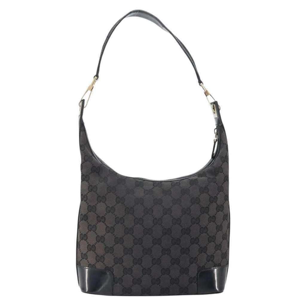 Gucci Vintage Clasp Handle Hobo (Outlet) Black Canvas Fair condition - Back View