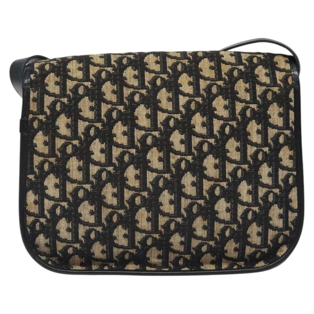 Christian Dior Vintage Flap Crossbody Bag Black Canvas Good condition - Back View