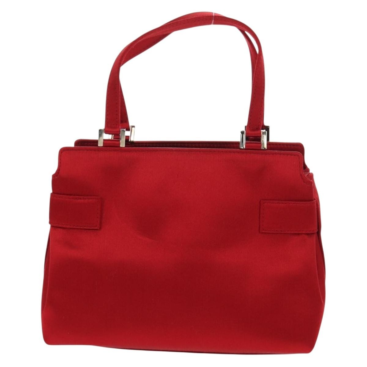 Salvatore Ferragamo Double Gancini Side Buckle Tote Red Silk Good condition - Back View