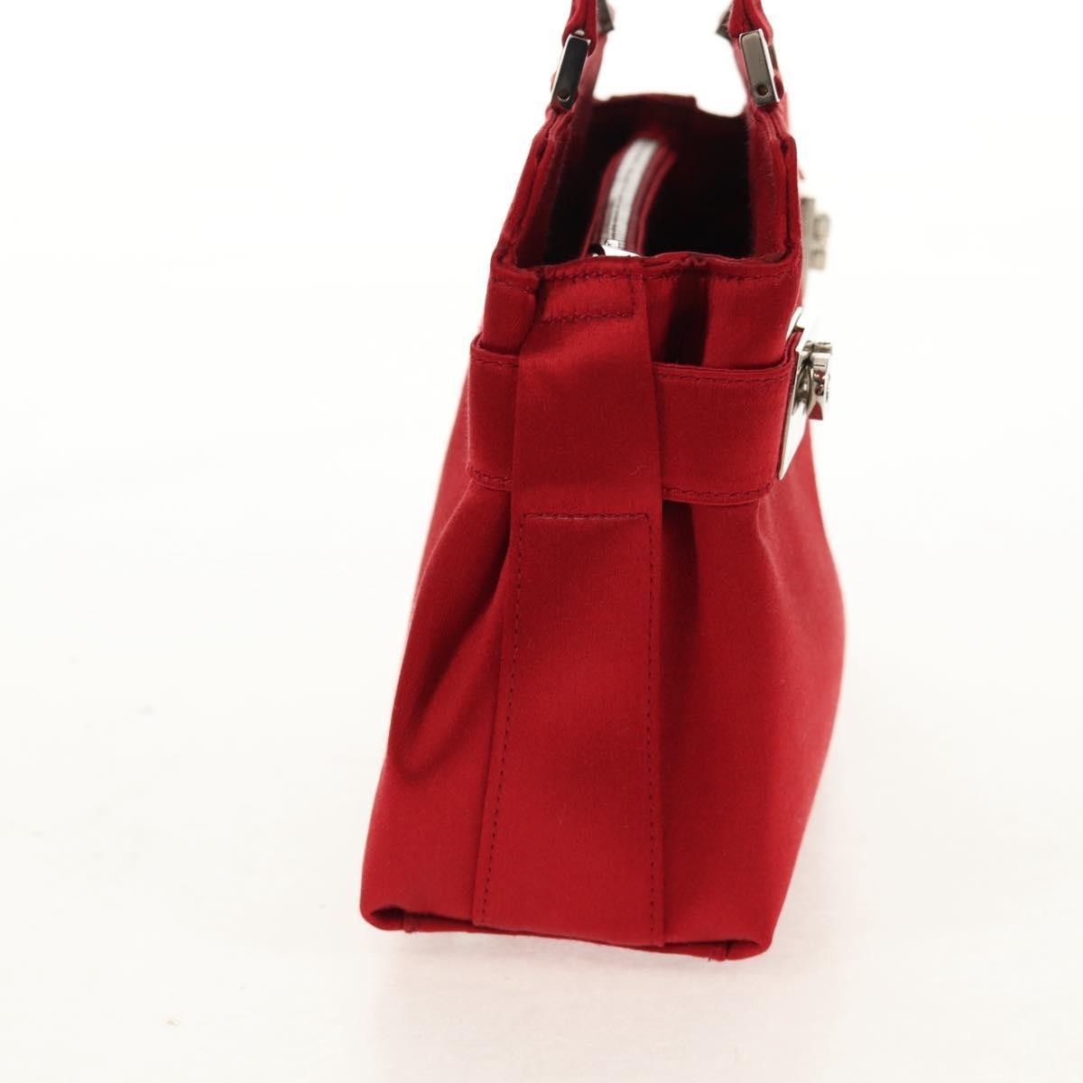 Salvatore Ferragamo Double Gancini Side Buckle Tote Red Silk Good condition - Model View
