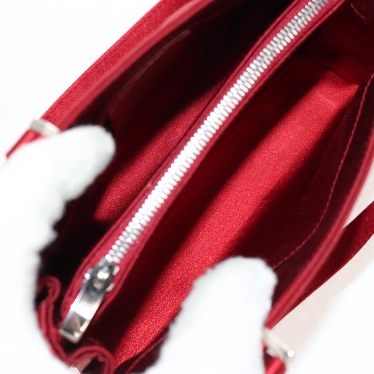 Salvatore Ferragamo Double Gancini Side Buckle Tote Red Silk Good condition - Box View