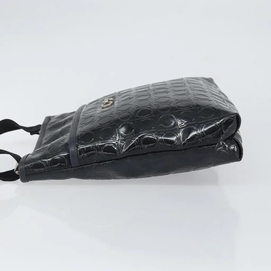 Salvatore Ferragamo Gancini Shoulder Bag Black Good - Model View