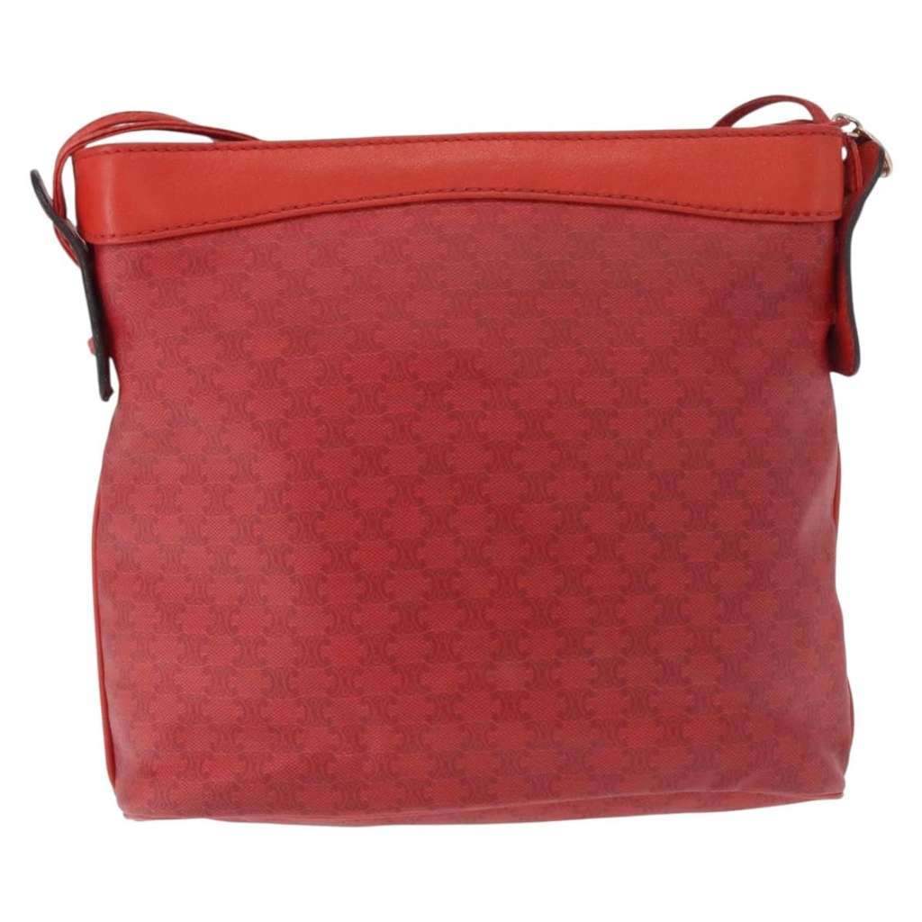 Celine Vintage Macadam Shoulder Bag Red Canvas Fair condition - Back View