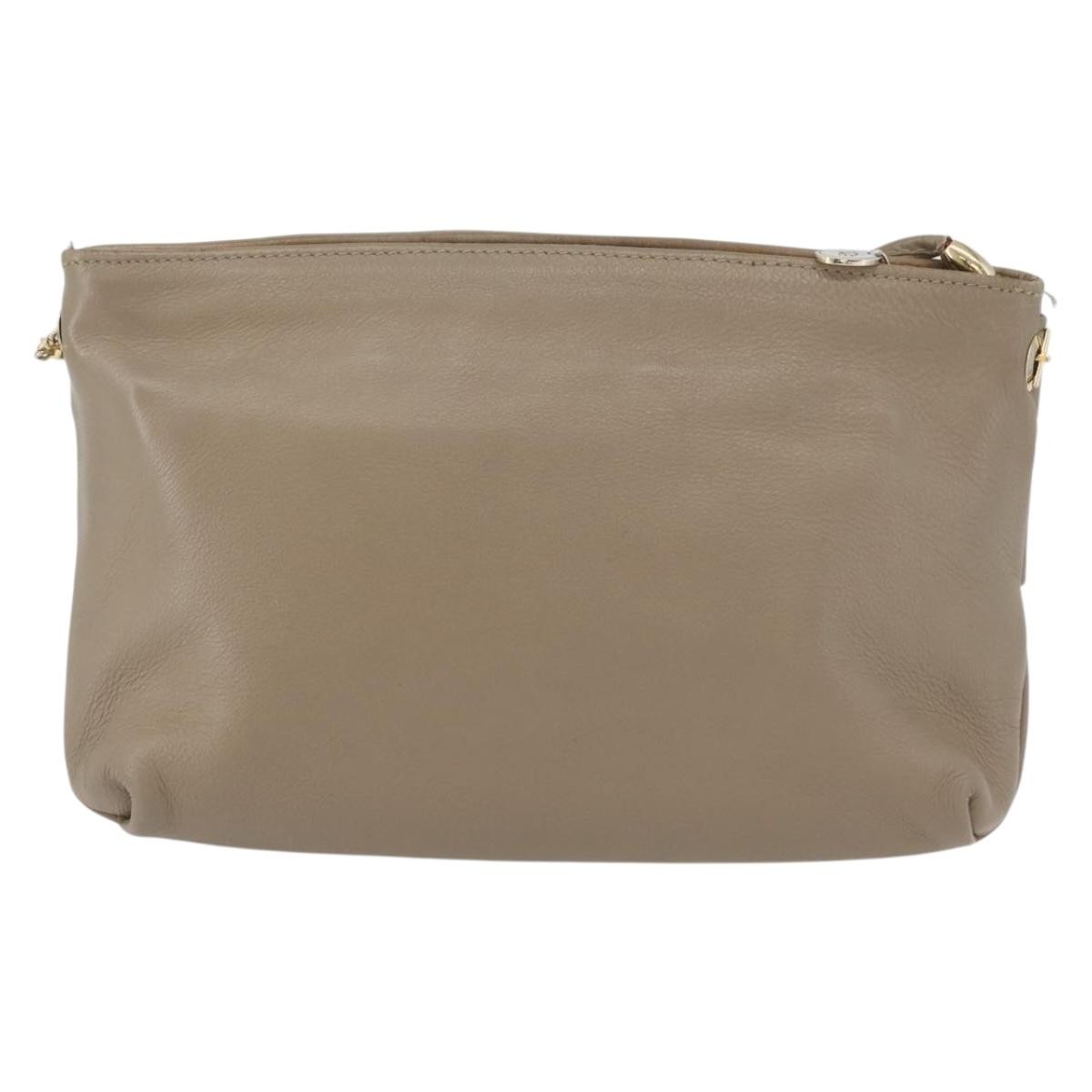 Christian Dior Vintage CD Logo Shoulder Bag Beige Leather Fair condition - Back View