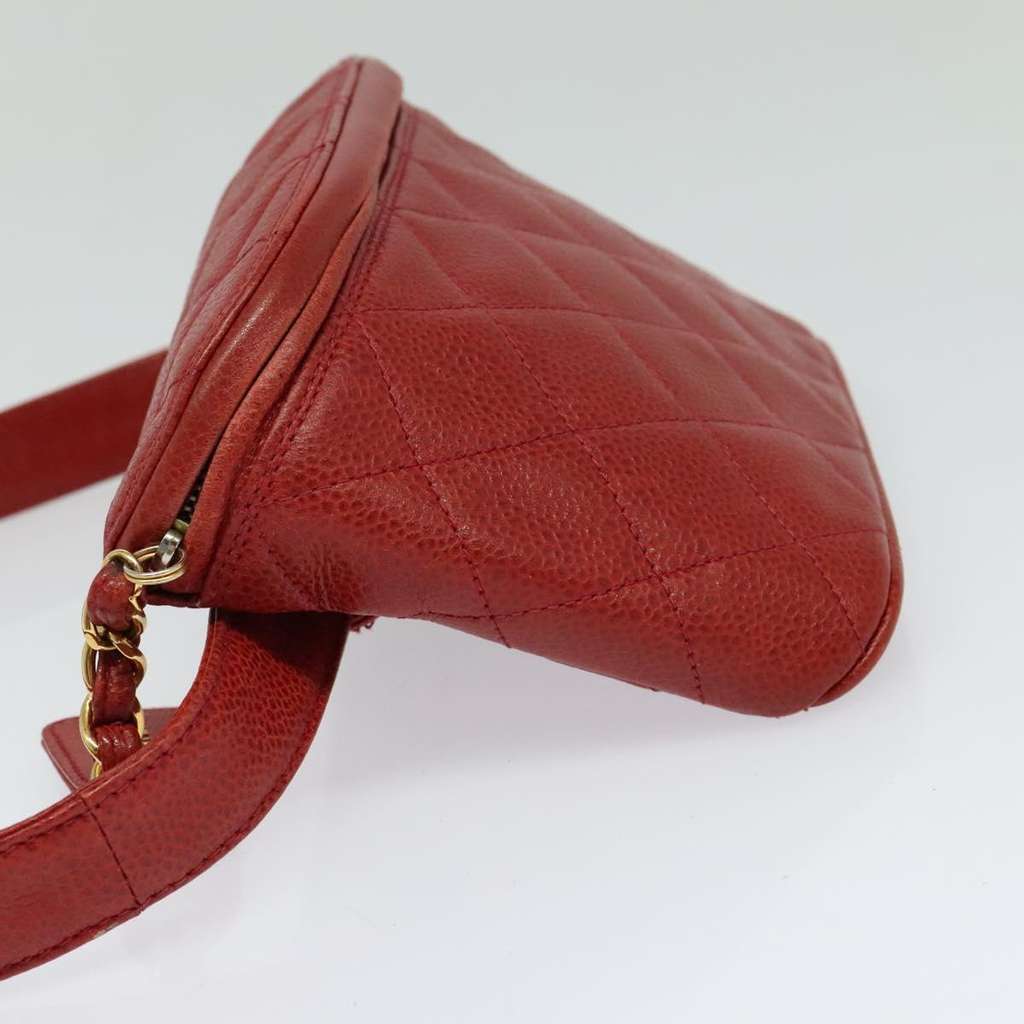 Chanel Vintage Zip Belt Bag Red Leather Good condition - Inside View