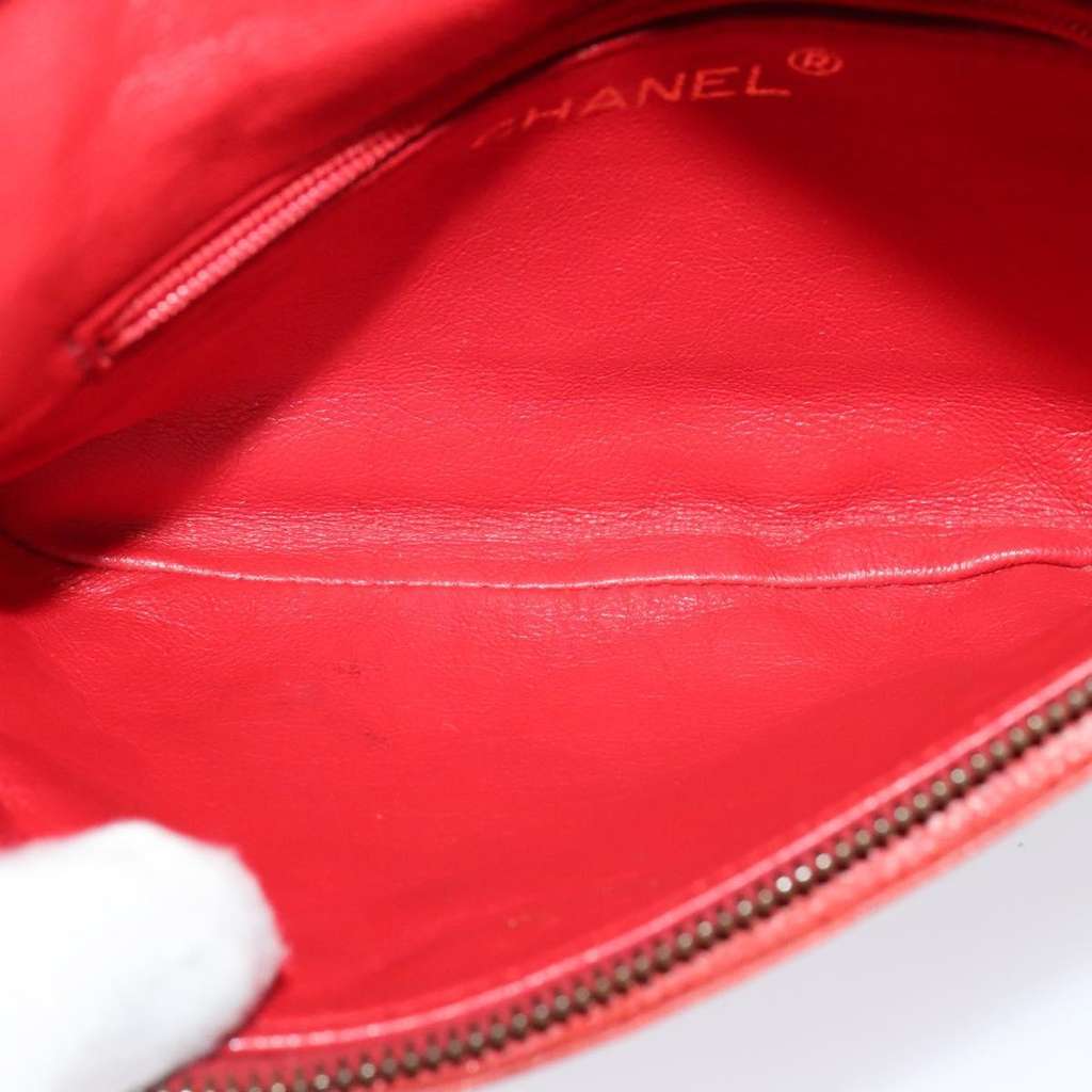 Chanel Vintage Zip Belt Bag Red Leather Good condition - Box View