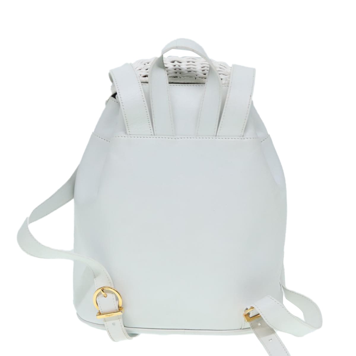 Salvatore Ferragamo Gancini Backpack White Leather Good condition - Back View