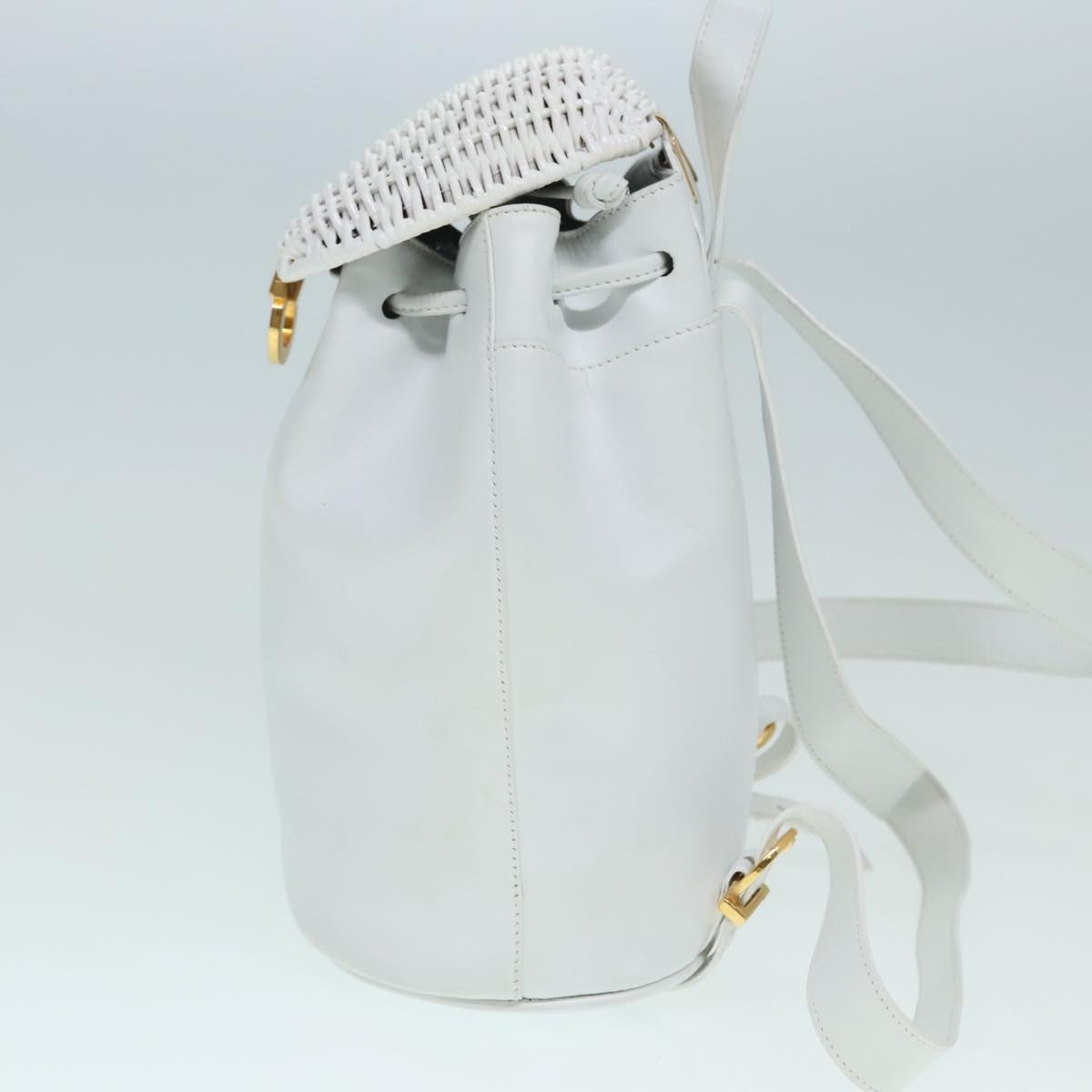 Salvatore Ferragamo Gancini Backpack White Leather Good condition - Inside View