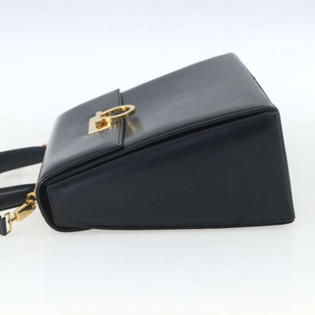 Salvatore Ferragamo Gancini Convertible Top Handle Bag Navy Leather Good condition - Inside View