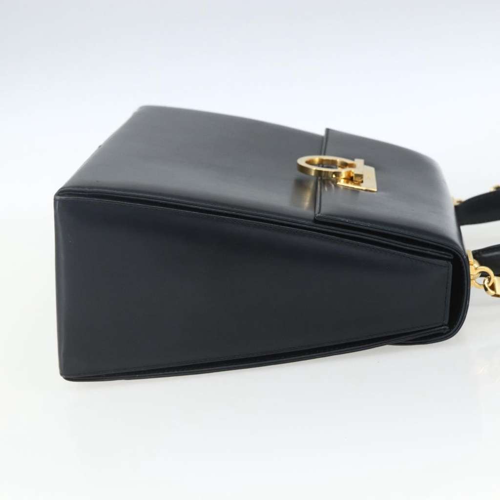 Salvatore Ferragamo Gancini Convertible Top Handle Bag Navy Leather Good condition - Model View