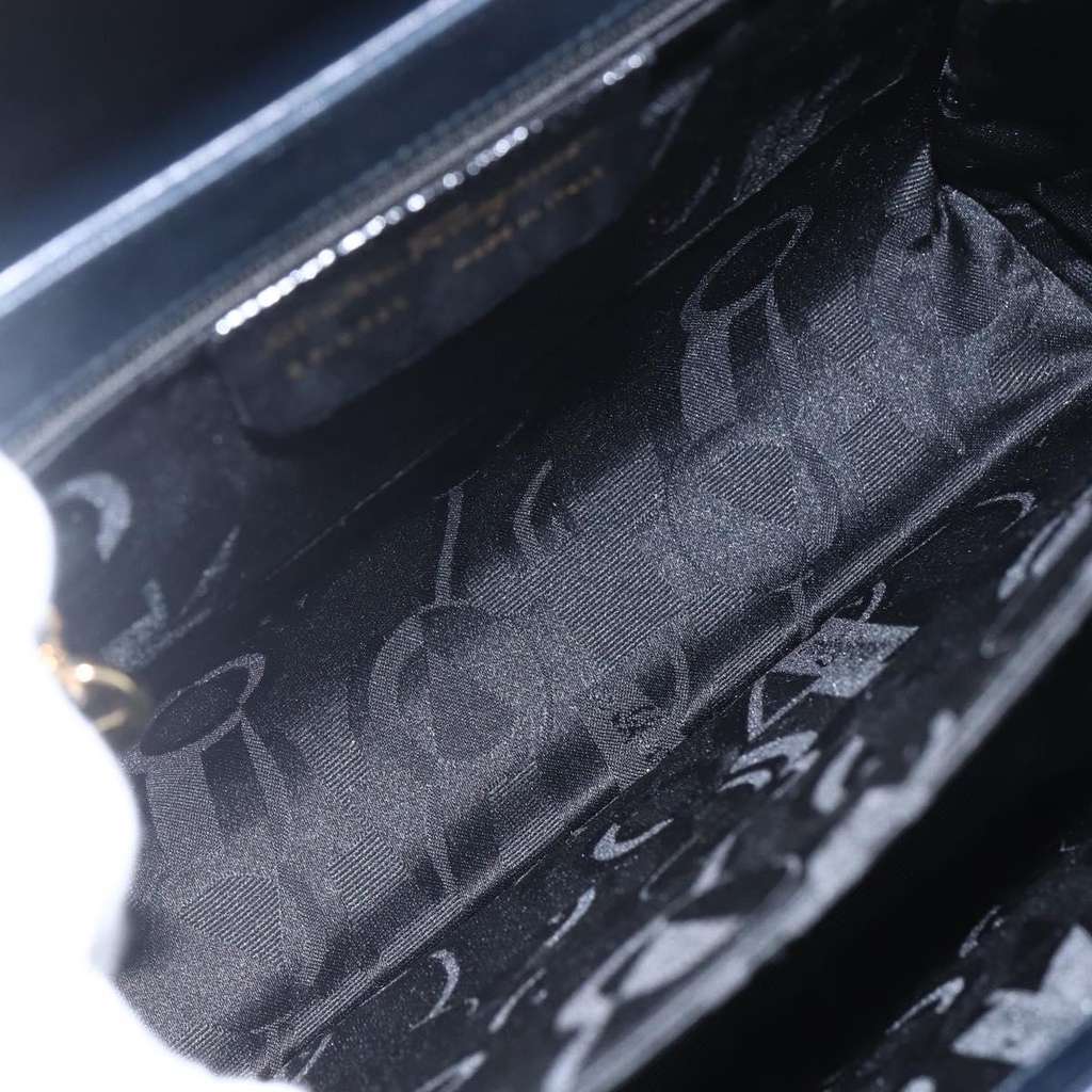 Salvatore Ferragamo Gancini Convertible Top Handle Bag Navy Leather Good condition - Box View