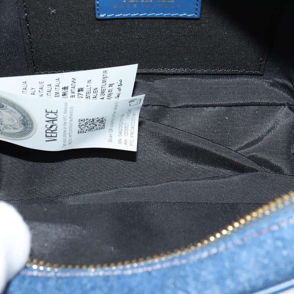 Versace Medusa Icon Front Slip Pocket Camera Bag Blue Canvas Very good condition - Box View