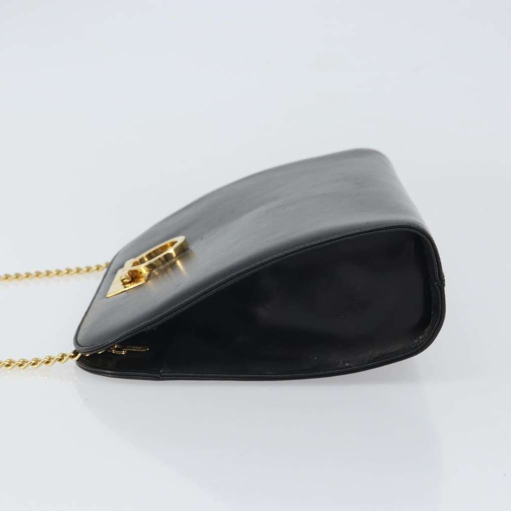Salvatore Ferragamo Vintage Gancini Chain Shoulder Bag Black Leather Good condition - Model View