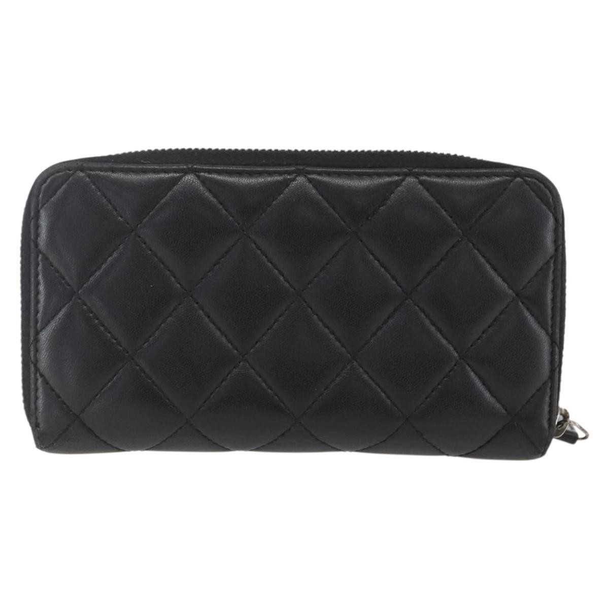 Chanel Zip Around Organizer Wallet Black Leather Good condition - Back View