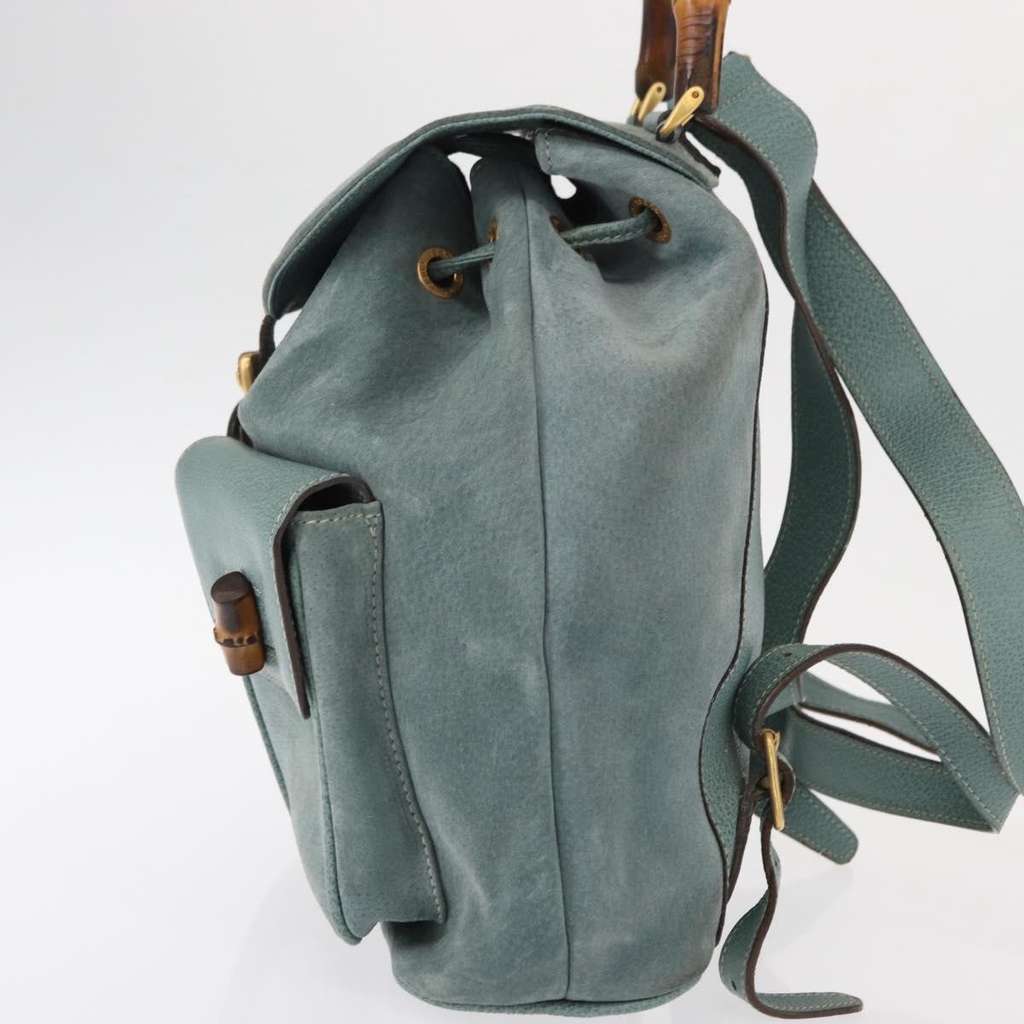 Gucci Vintage Bamboo Backpack Turquoise Suede Good condition - Inside View