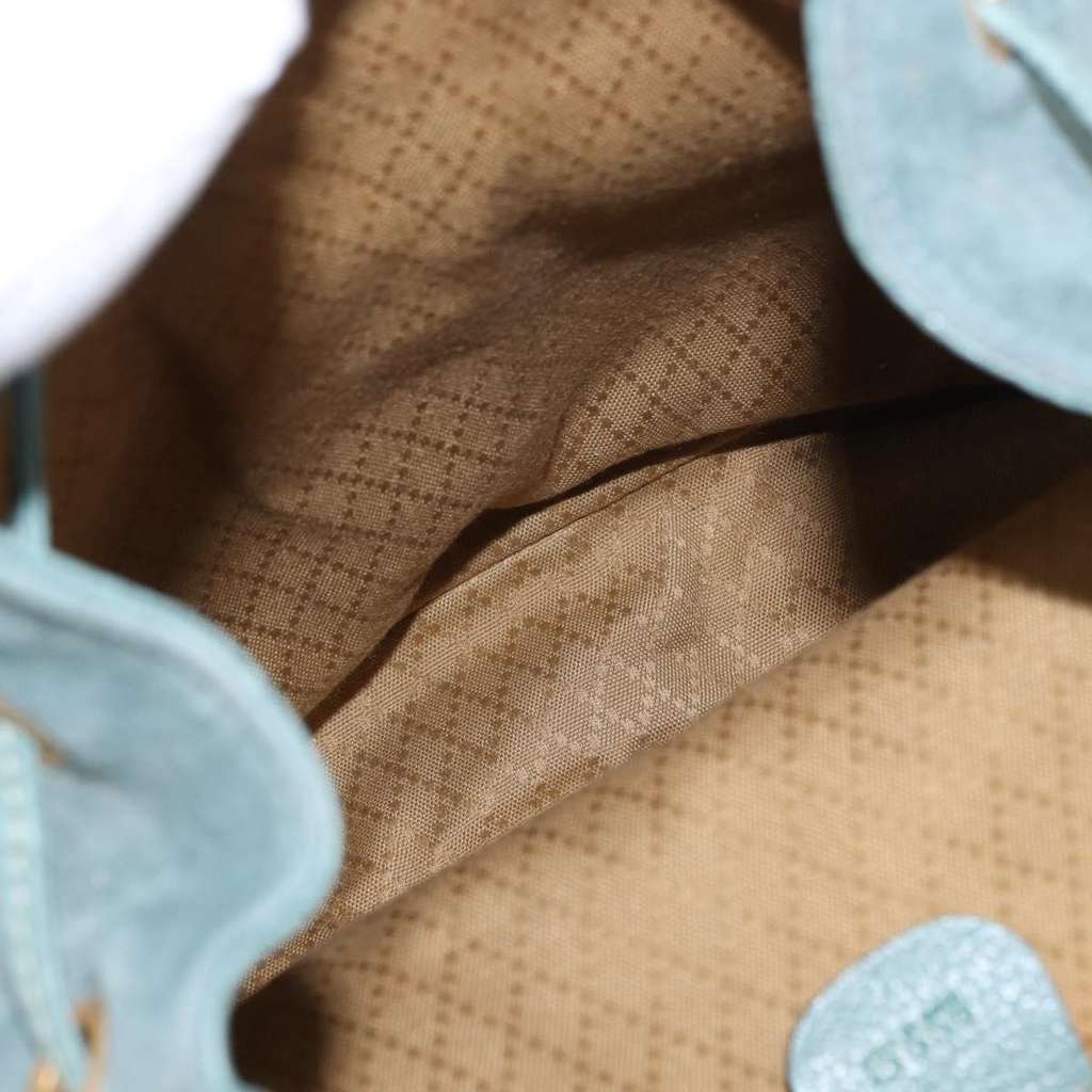 Gucci Vintage Bamboo Backpack Turquoise Suede Good condition - Box View