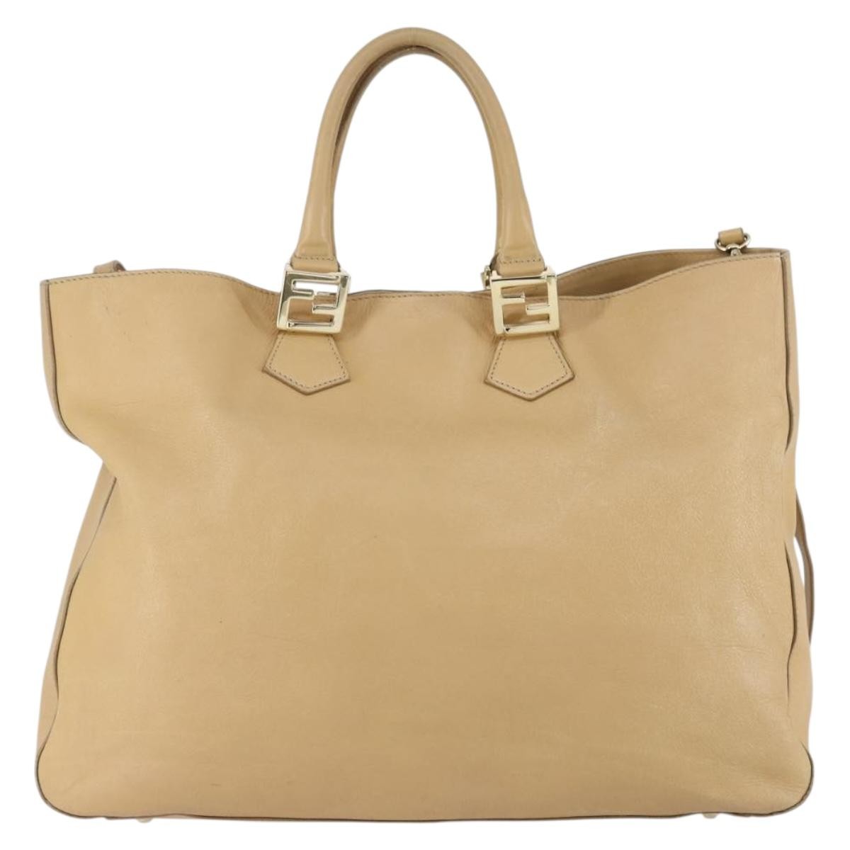 Fendi Twins Tote Beige Leather Good condition - Back View